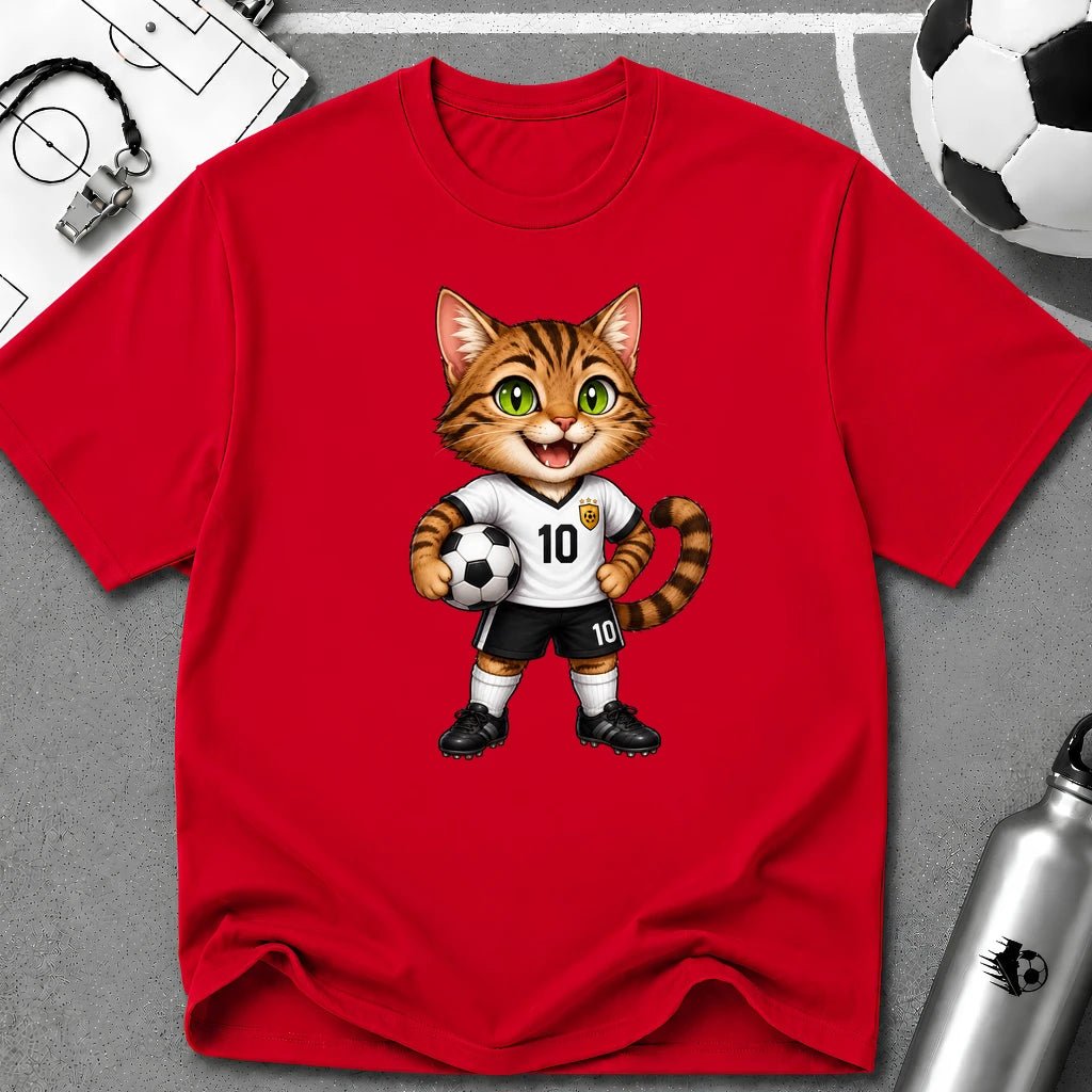 Tabby Cat Soccer Player T-Shirt - soccer fan t-shirt | GoalRush Studio