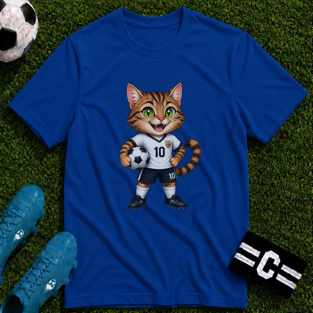 Tabby Cat Soccer Player T-Shirt - soccer fan t-shirt | GoalRush Studio
