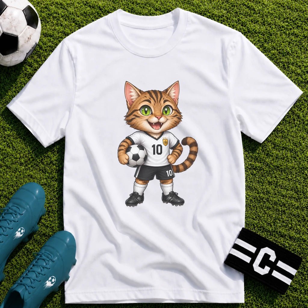 Tabby Cat Soccer Player T-Shirt - soccer fan t-shirt | GoalRush Studio