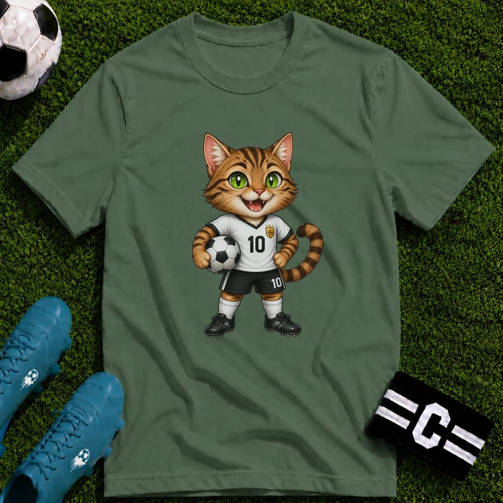 Tabby Cat Soccer Player T-Shirt - soccer fan t-shirt | GoalRush Studio