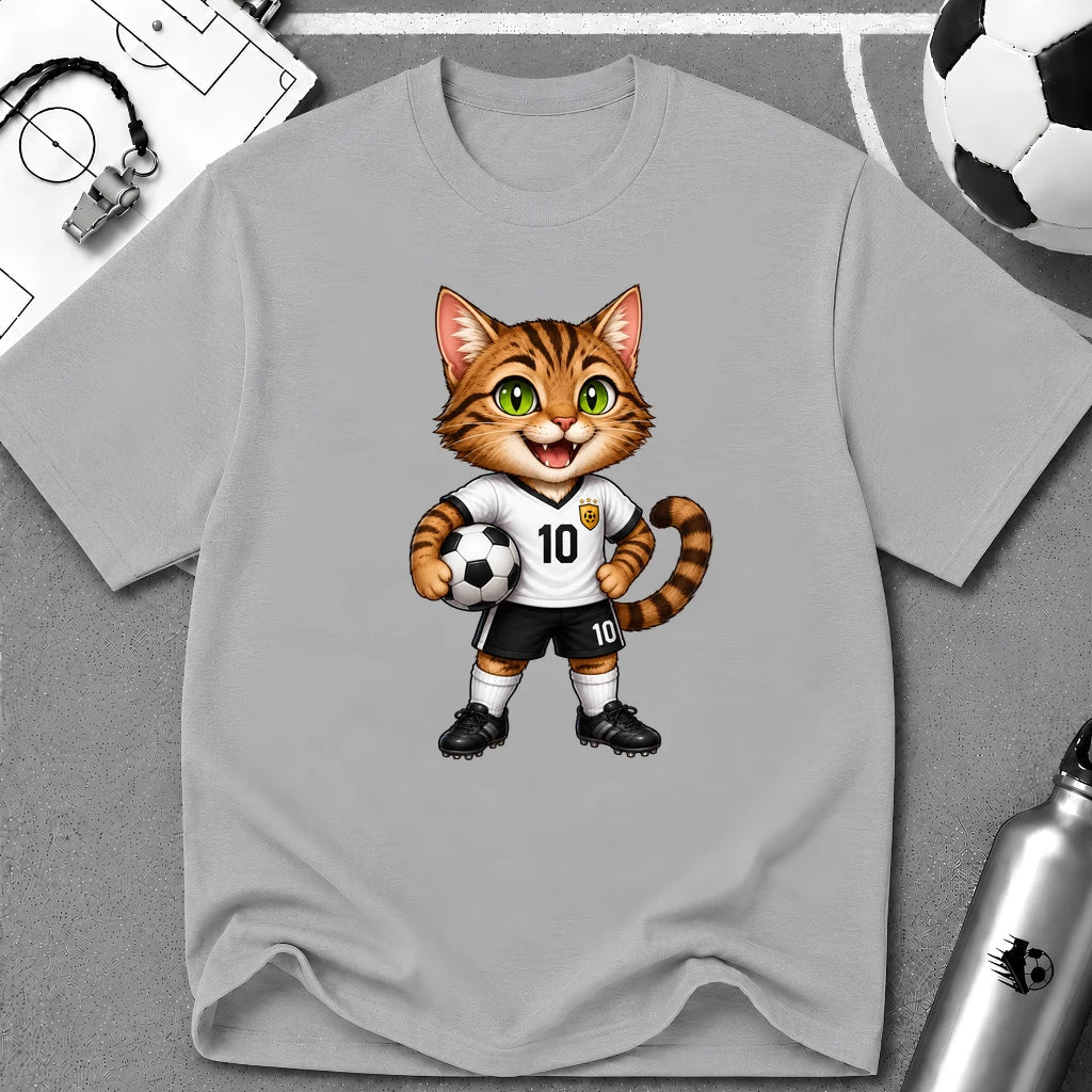Tabby Cat Soccer Player T-Shirt - soccer fan t-shirt | GoalRush Studio