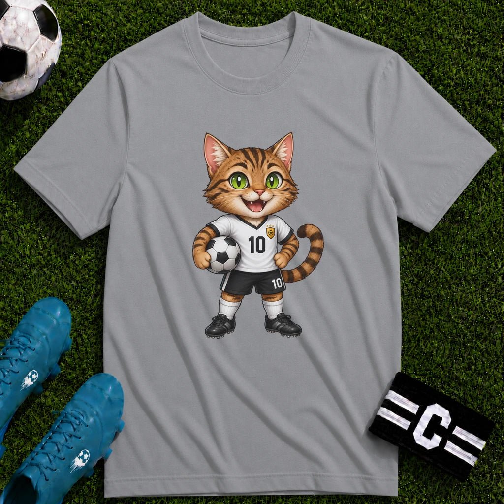 Tabby Cat Soccer Player T-Shirt - soccer fan t-shirt | GoalRush Studio