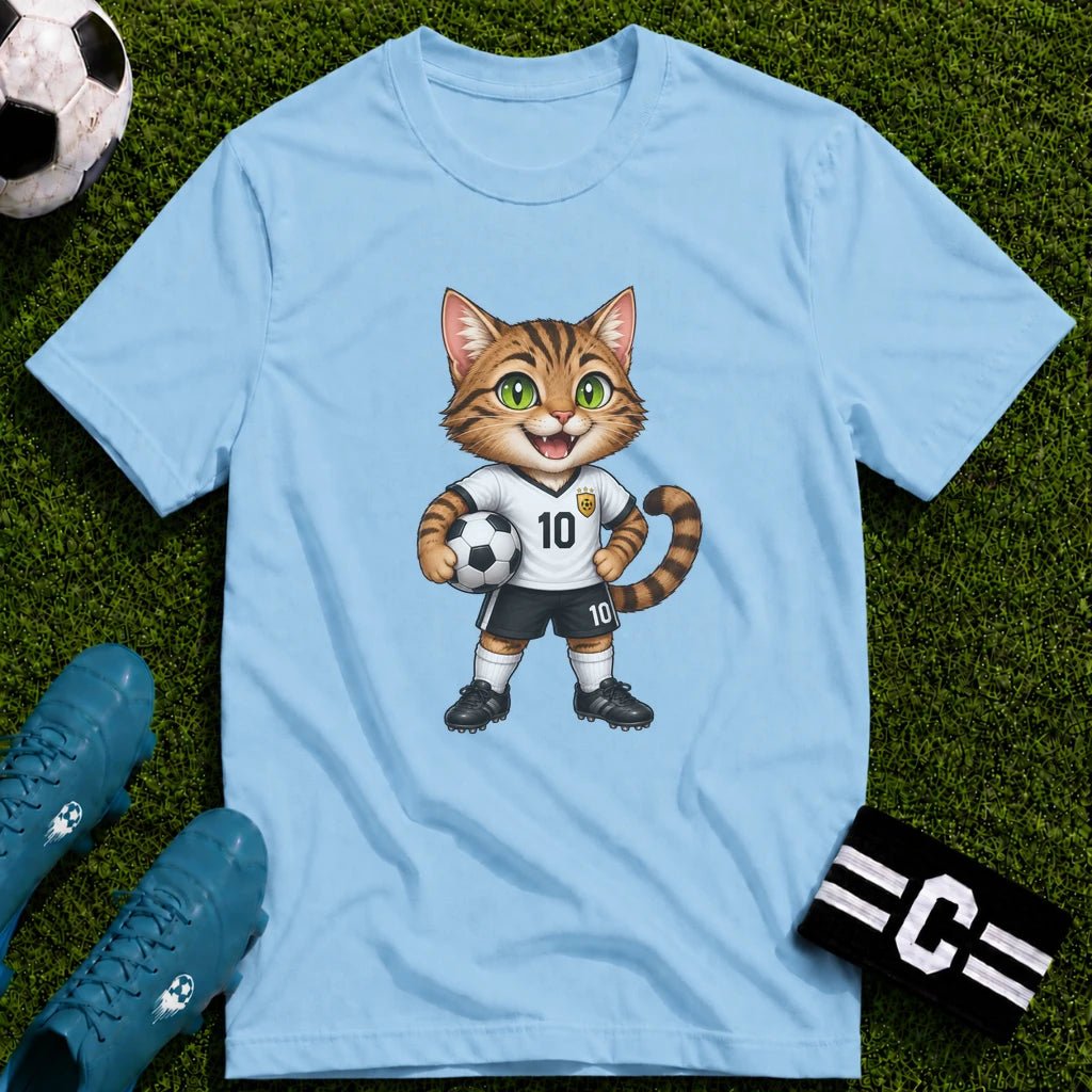 Tabby Cat Soccer Player T-Shirt - soccer fan t-shirt | GoalRush Studio