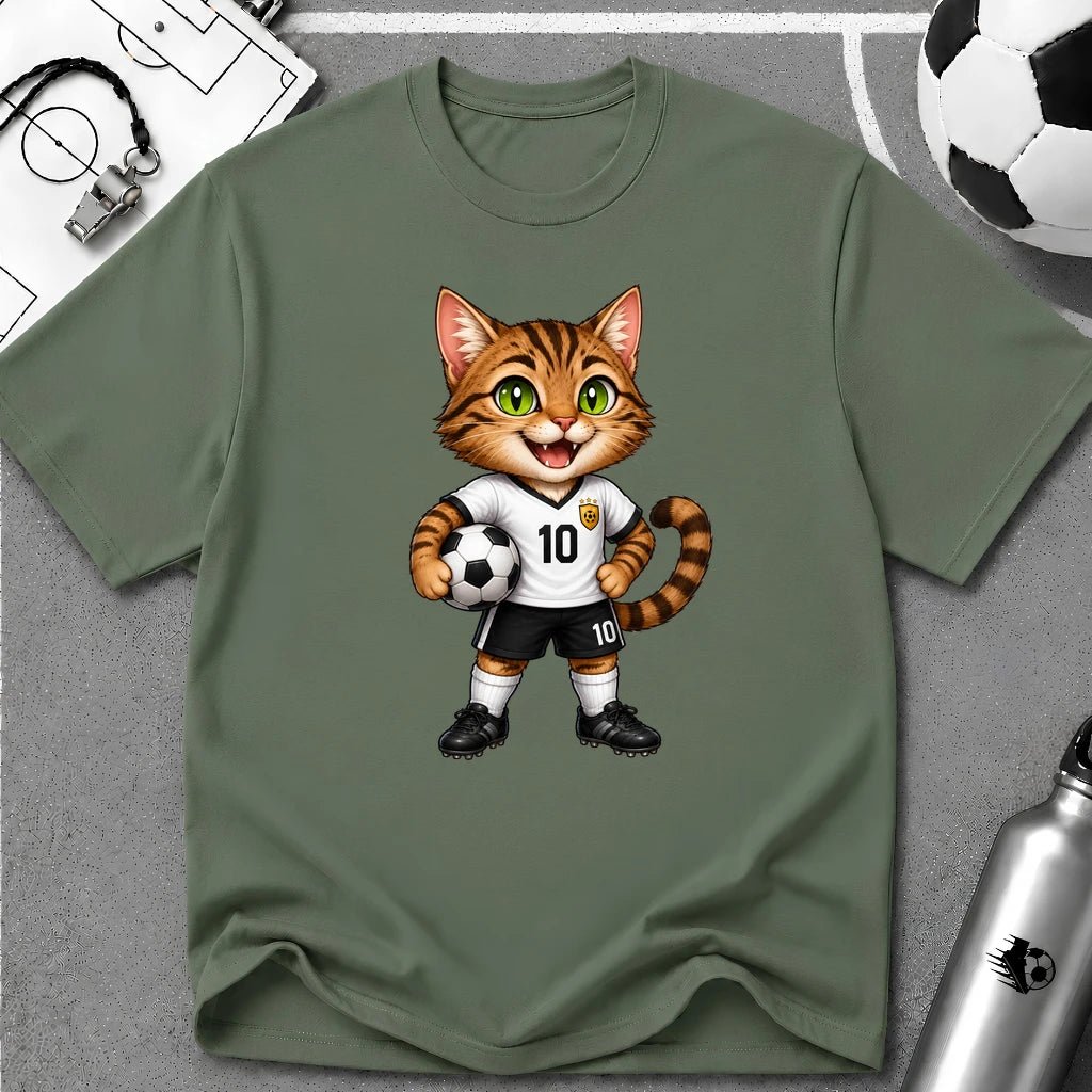 Tabby Cat Soccer Player T-Shirt - soccer fan t-shirt | GoalRush Studio
