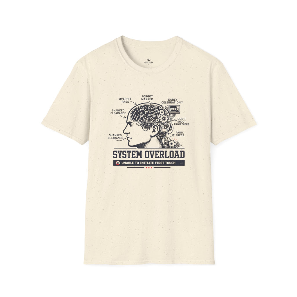 Tech Brain Diagram "System Overload" T-Shirt - soccer fan t-shirt | GoalRush Studio