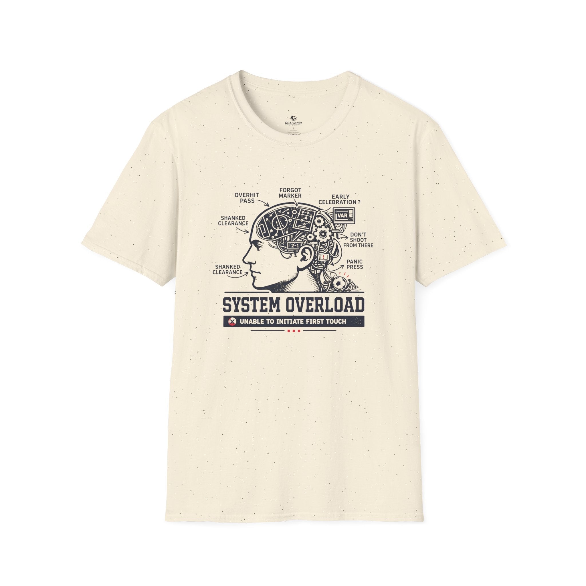 Tech Brain Diagram "System Overload" T-Shirt - soccer fan t-shirt | GoalRush Studio