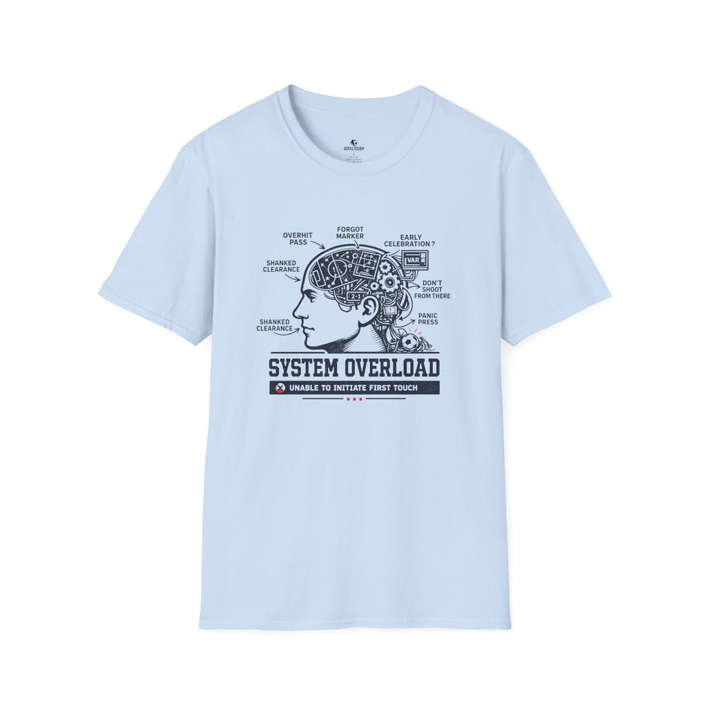 Tech Brain Diagram "System Overload" T-Shirt - soccer fan t-shirt | GoalRush Studio