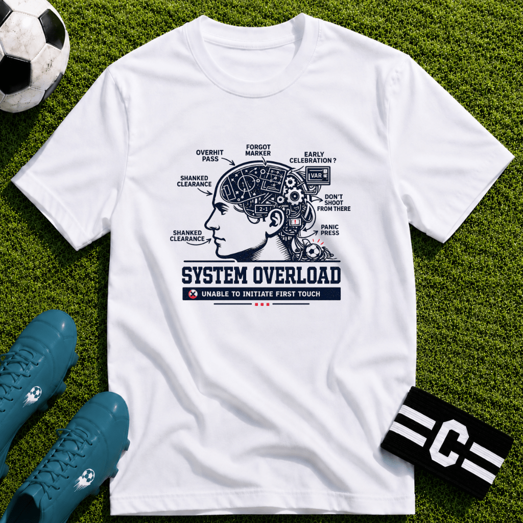 Tech Brain Diagram "System Overload" T-Shirt - soccer fan t-shirt | GoalRush Studio