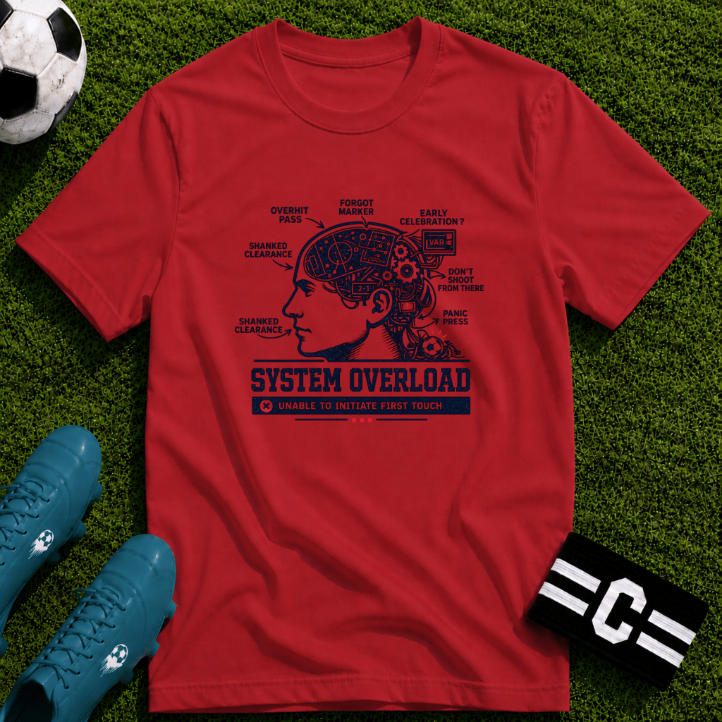 Tech Brain Diagram "System Overload" T-Shirt - soccer fan t-shirt | GoalRush Studio