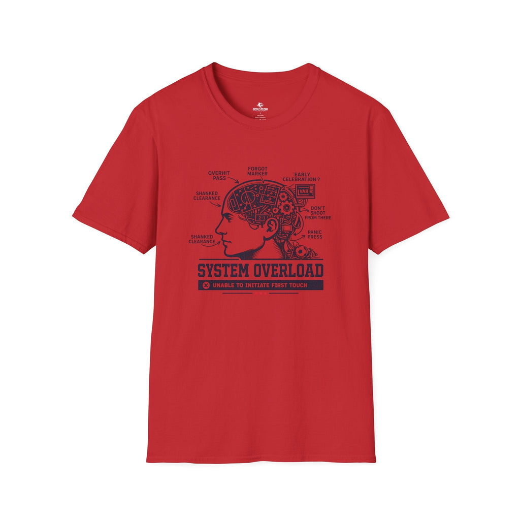 Tech Brain Diagram "System Overload" T-Shirt - soccer fan t-shirt | GoalRush Studio