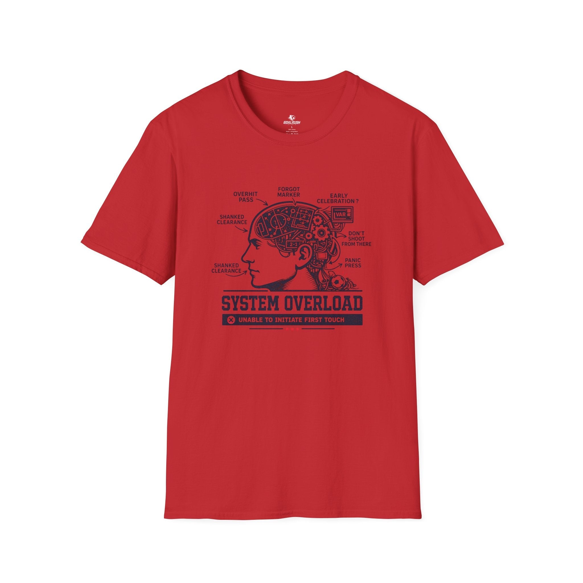 Tech Brain Diagram "System Overload" T-Shirt - soccer fan t-shirt | GoalRush Studio