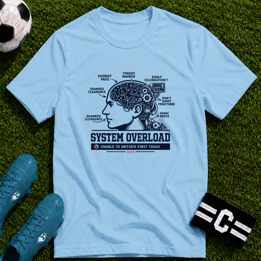 Tech Brain Diagram "System Overload" T-Shirt - soccer fan t-shirt | GoalRush Studio