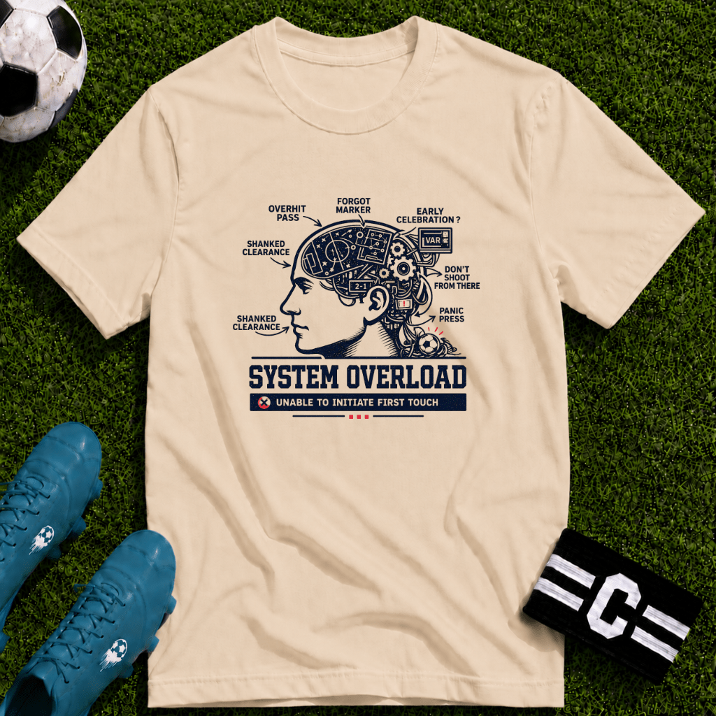 Tech Brain Diagram "System Overload" T-Shirt - soccer fan t-shirt | GoalRush Studio