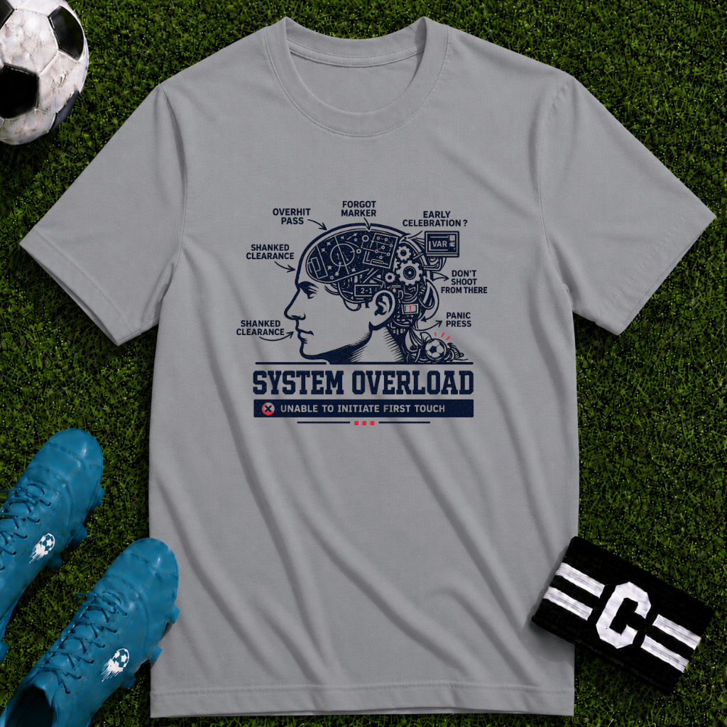 Tech Brain Diagram "System Overload" T-Shirt - soccer fan t-shirt | GoalRush Studio
