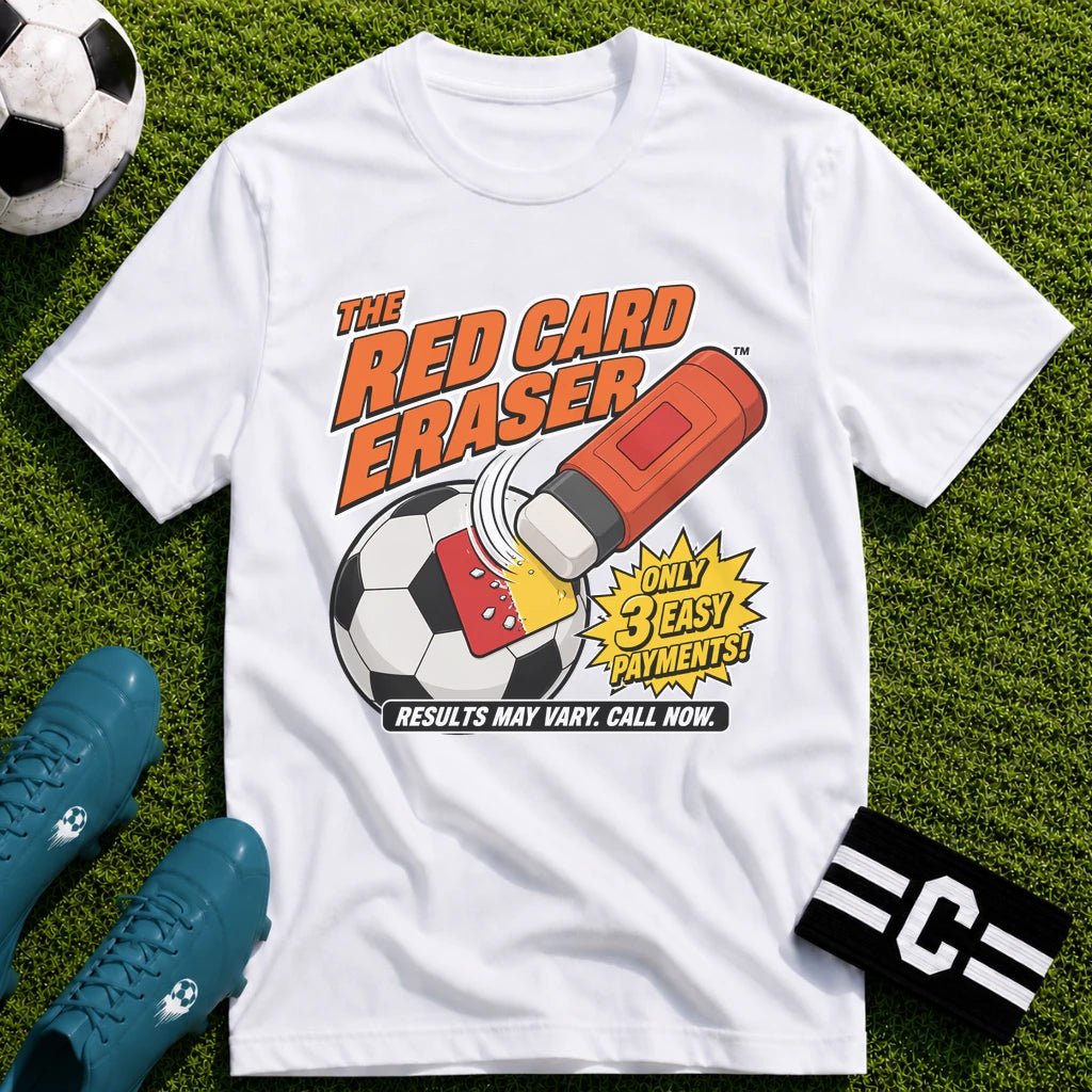 The Red Card Eraser T-Shirt - soccer fan t-shirt | GoalRush Studio