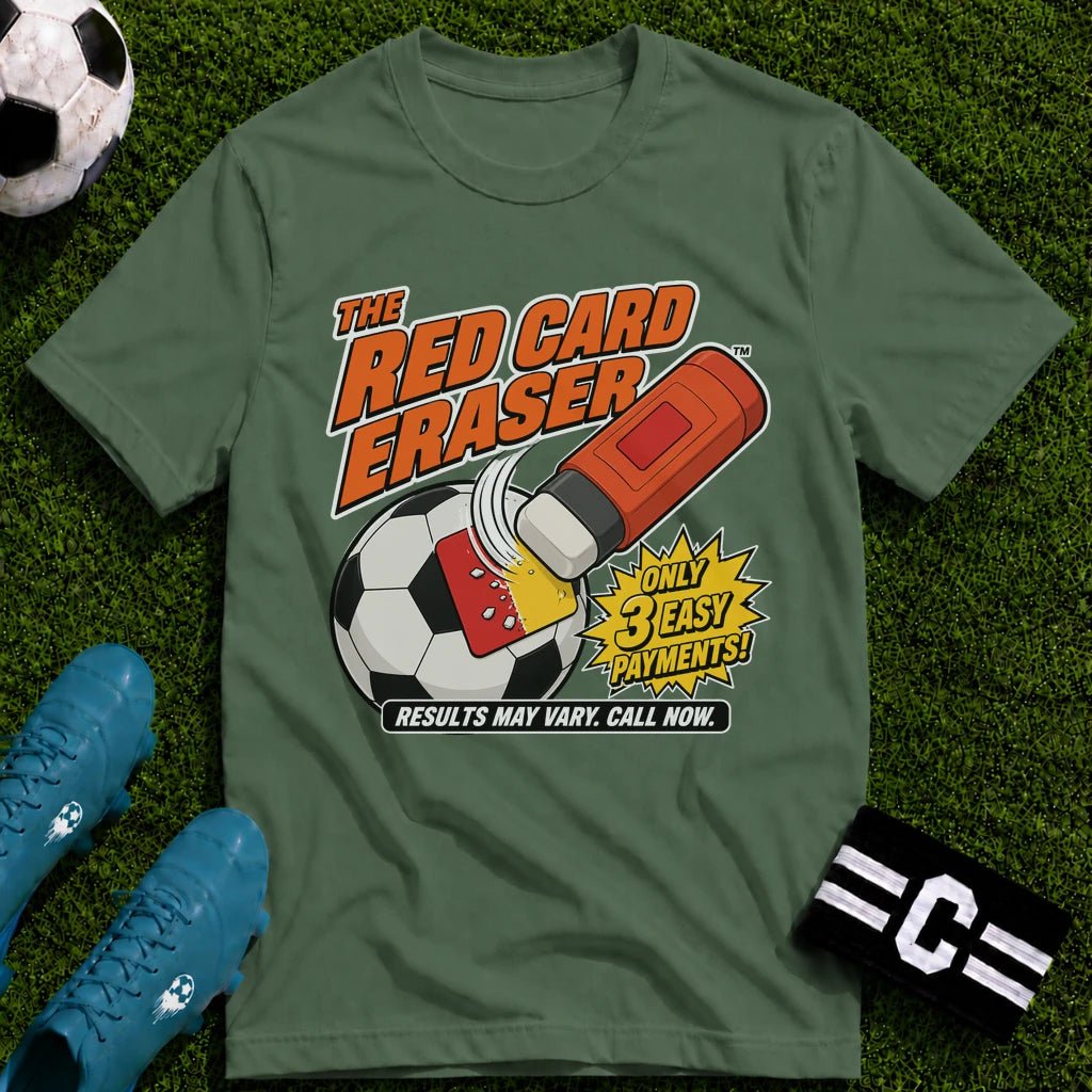 The Red Card Eraser T-Shirt - soccer fan t-shirt | GoalRush Studio