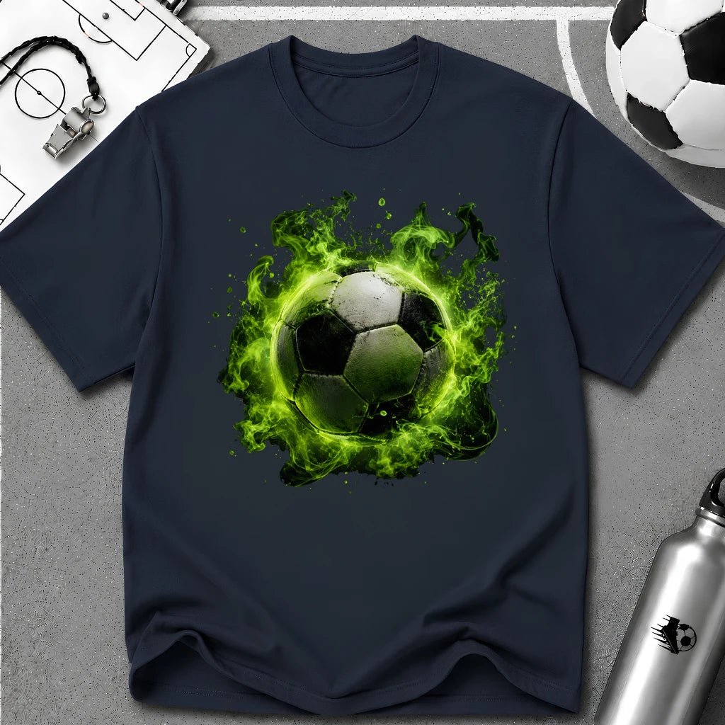 Toxic Green Smoke 3D Soccer Ball T-Shirt - soccer fan t-shirt | GoalRush Studio