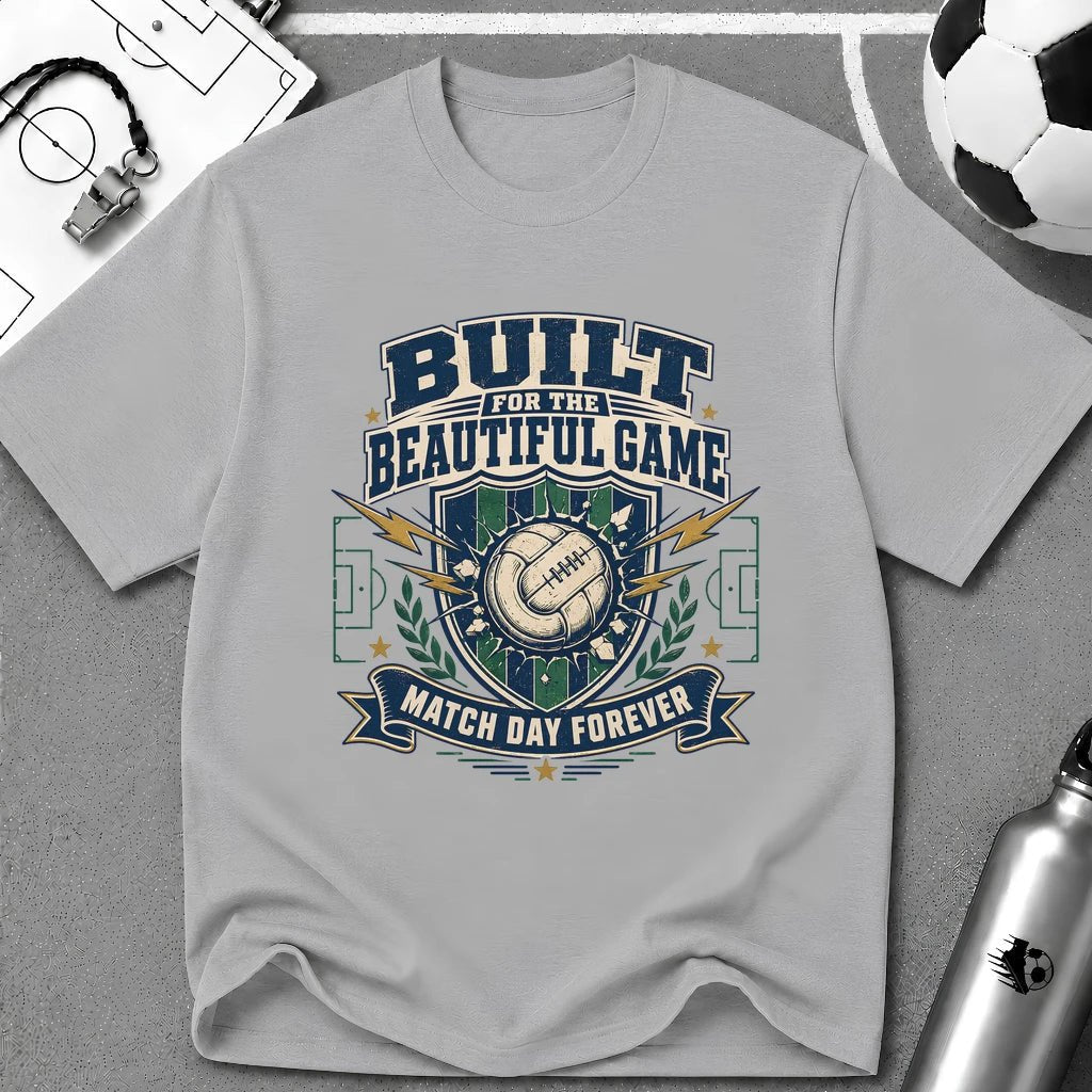 Vintage Football Graphic T-Shirt "Built for the Beautiful Game" - soccer fan t-shirt | GoalRush Studio
