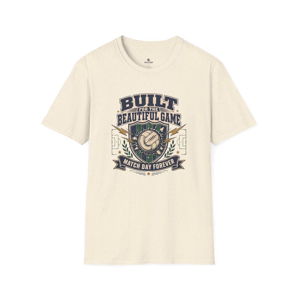 Vintage Football Graphic T-Shirt "Built for the Beautiful Game" - soccer fan t-shirt | GoalRush Studio