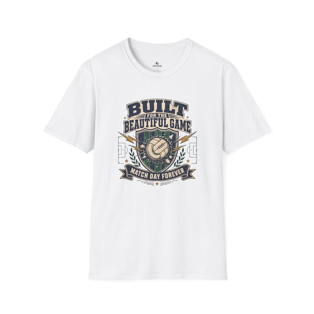 Vintage Football Graphic T-Shirt "Built for the Beautiful Game" - soccer fan t-shirt | GoalRush Studio