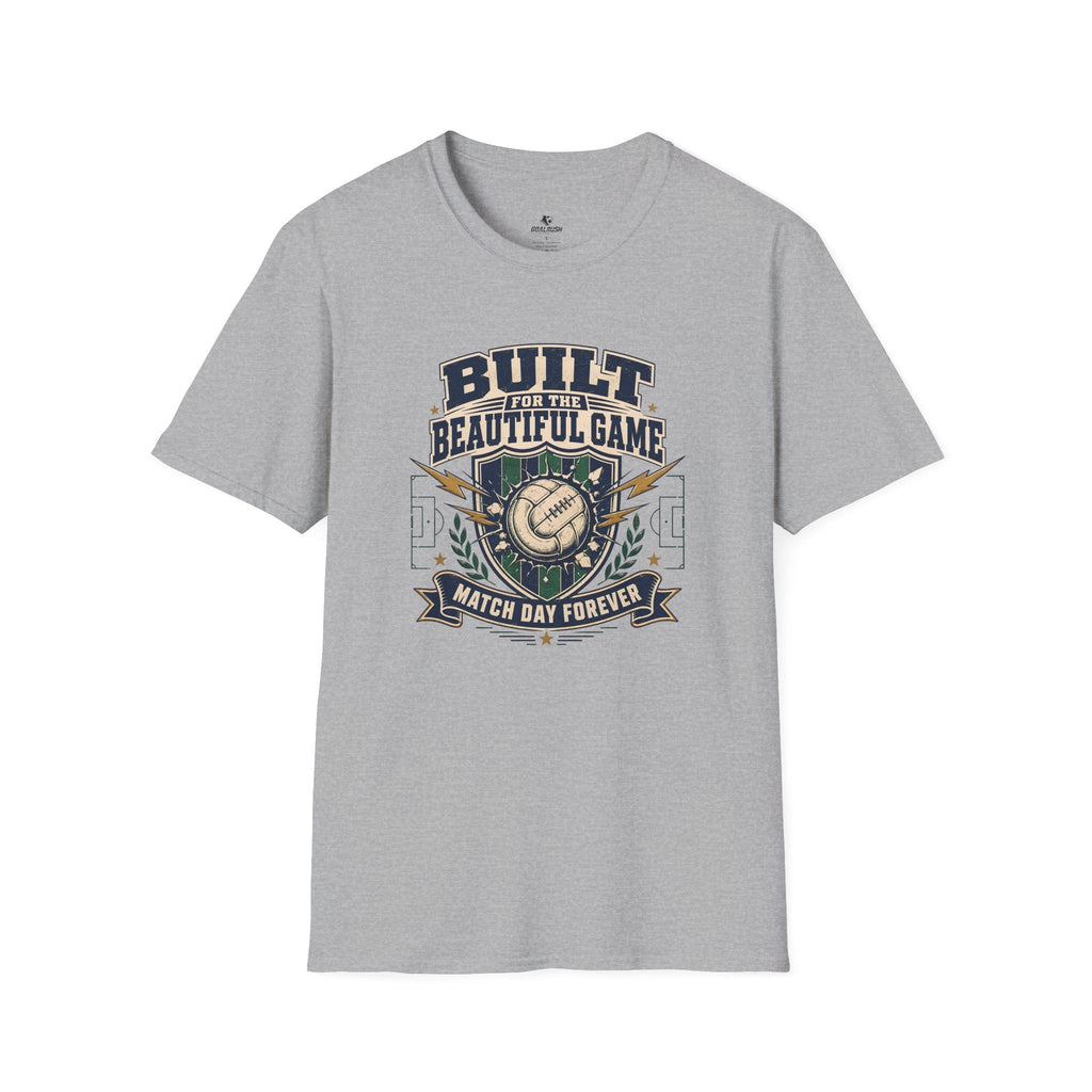 Vintage Football Graphic T-Shirt "Built for the Beautiful Game" - soccer fan t-shirt | GoalRush Studio