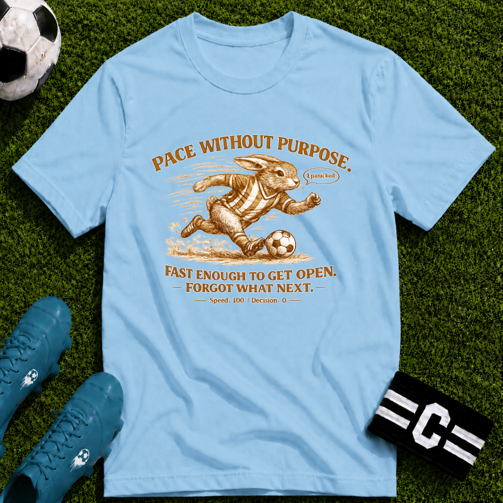 Vintage Rabbit Soccer T-Shirt "Pace Without Purpose" - soccer fan t-shirt | GoalRush Studio