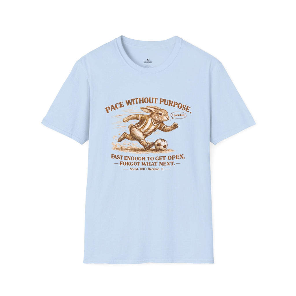 Vintage Rabbit Soccer T-Shirt "Pace Without Purpose" - soccer fan t-shirt | GoalRush Studio