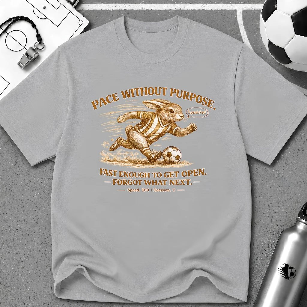 Vintage Rabbit Soccer T-Shirt "Pace Without Purpose" - soccer fan t-shirt | GoalRush Studio