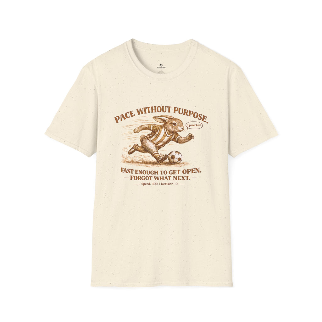 Vintage Rabbit Soccer T-Shirt "Pace Without Purpose" - soccer fan t-shirt | GoalRush Studio