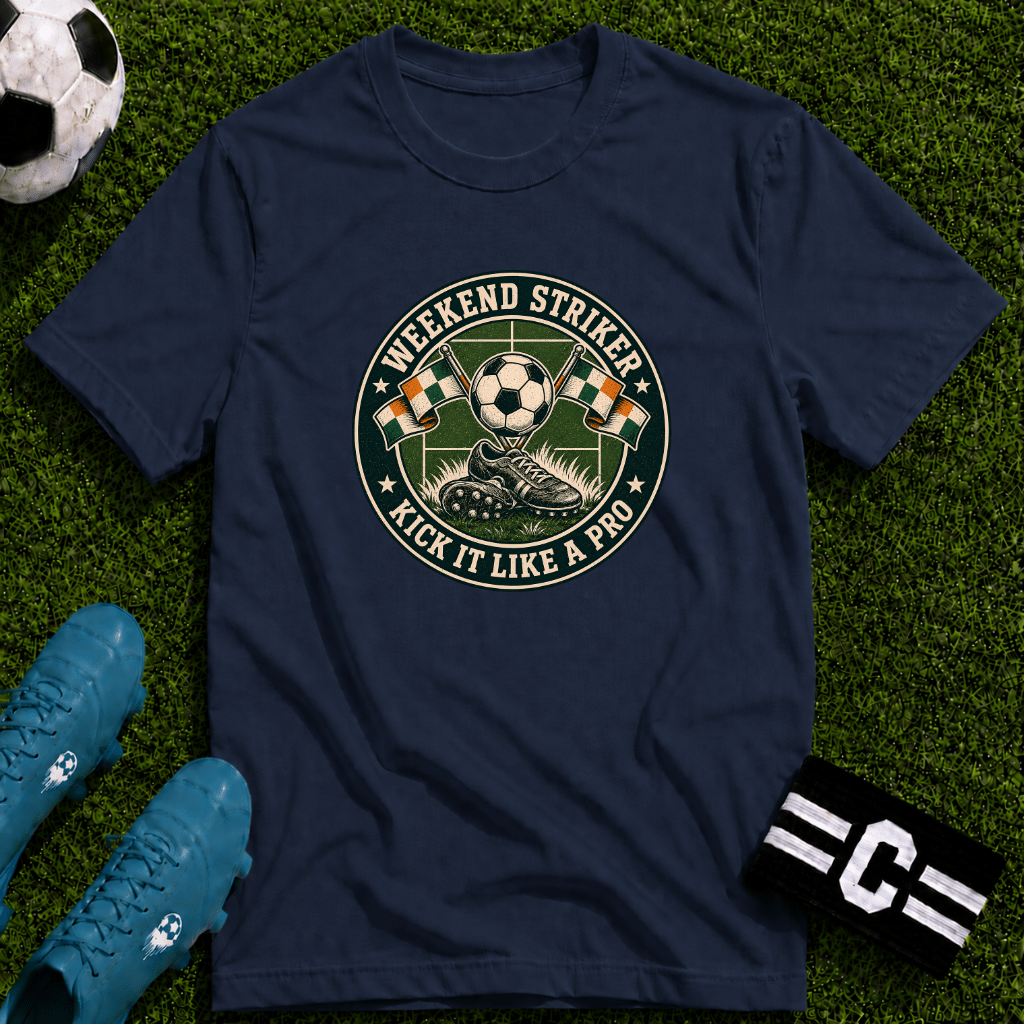 Vintage Weekend Striker T-Shirt (Kick It Like a Pro) - soccer fan t-shirt | GoalRush Studio