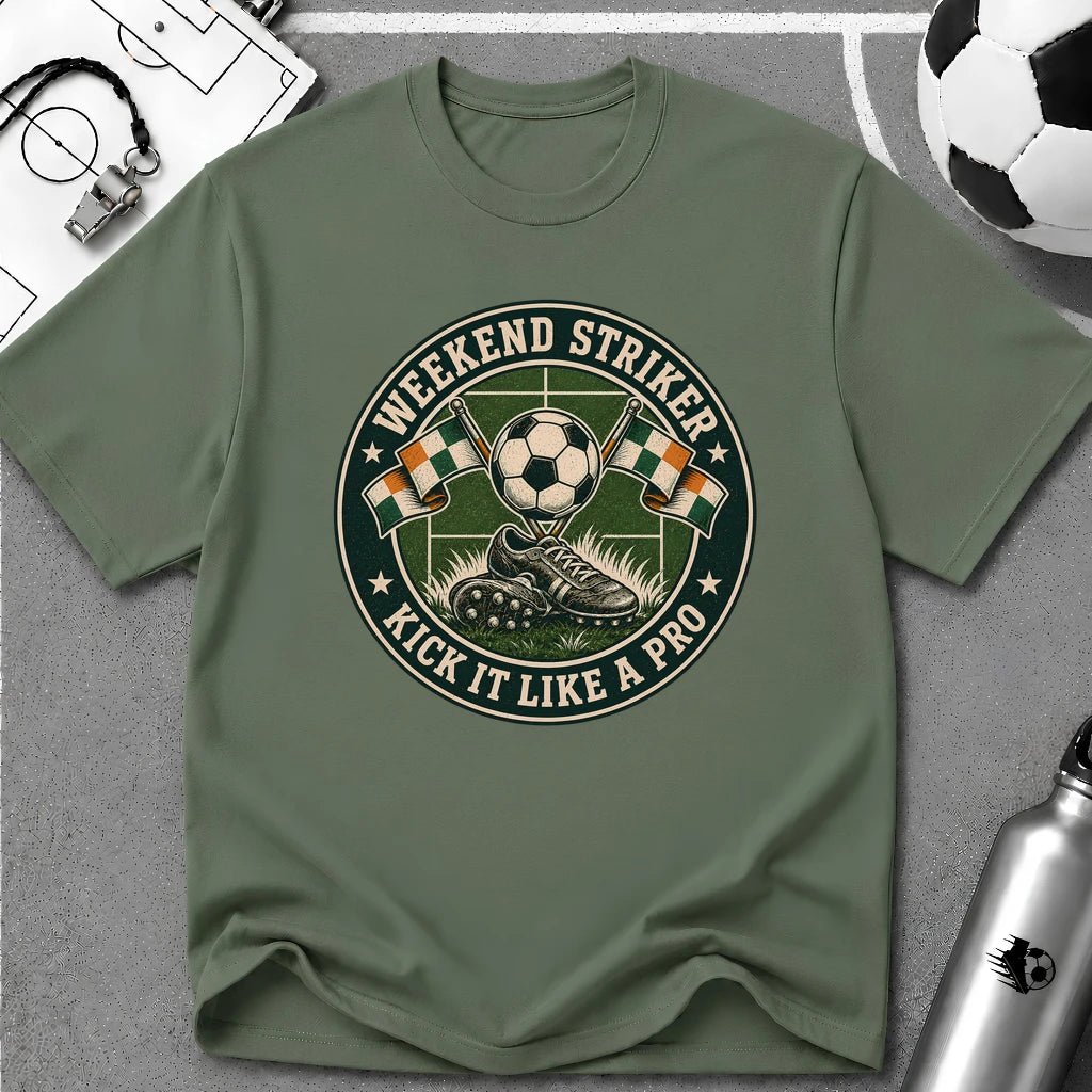 Vintage Weekend Striker T-Shirt (Kick It Like a Pro) - soccer fan t-shirt | GoalRush Studio