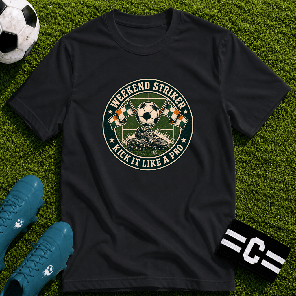 Vintage Weekend Striker T-Shirt (Kick It Like a Pro) - soccer fan t-shirt | GoalRush Studio