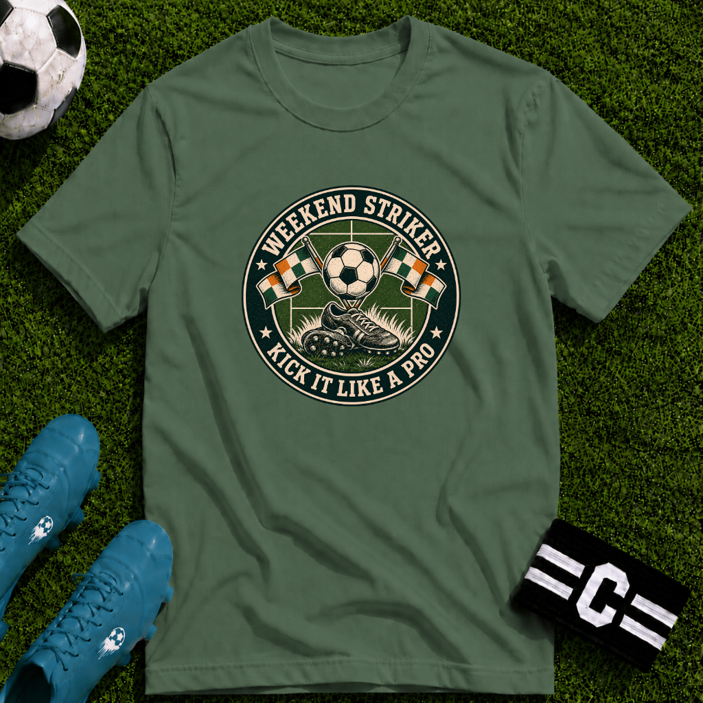 Vintage Weekend Striker T-Shirt (Kick It Like a Pro) - soccer fan t-shirt | GoalRush Studio