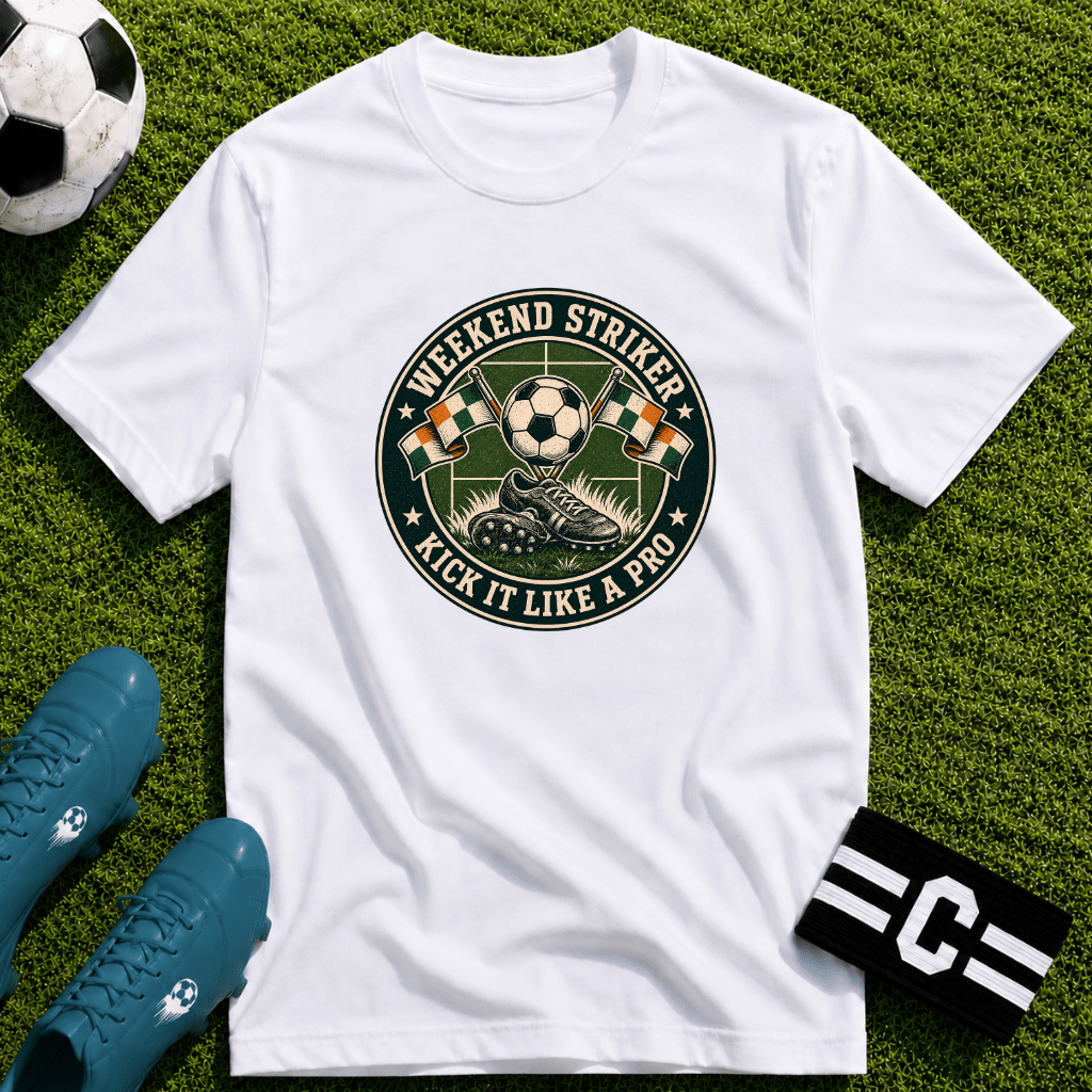 Vintage Weekend Striker T-Shirt (Kick It Like a Pro) - soccer fan t-shirt | GoalRush Studio