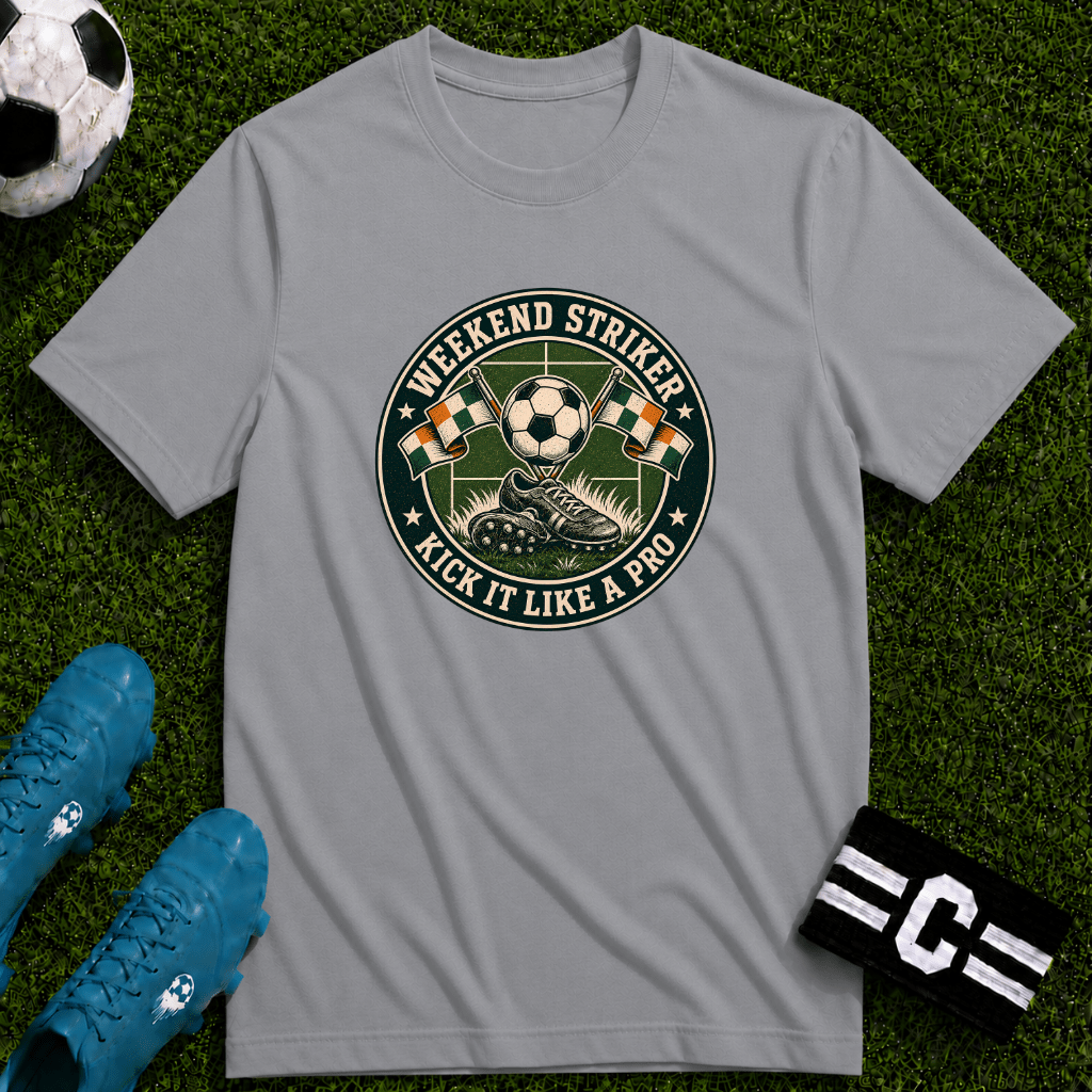 Vintage Weekend Striker T-Shirt (Kick It Like a Pro) - soccer fan t-shirt | GoalRush Studio