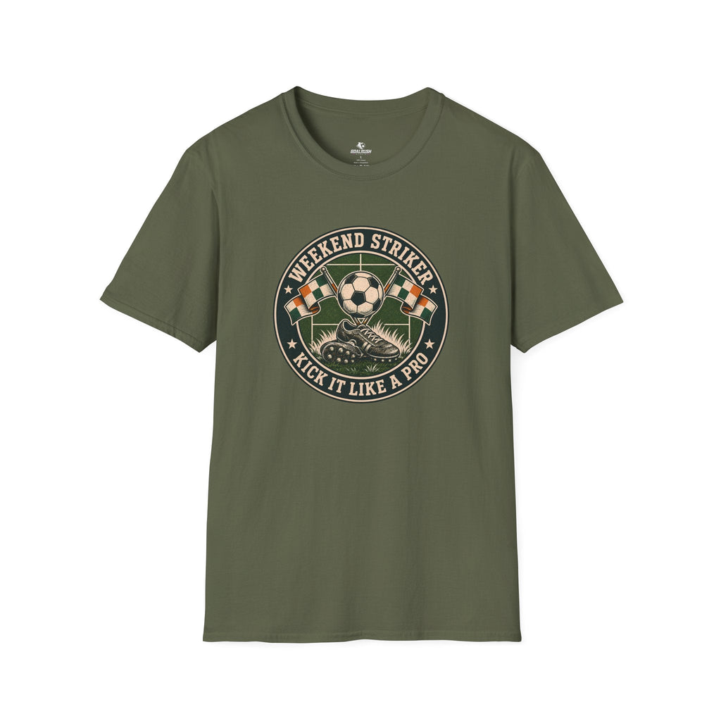 Vintage Weekend Striker T-Shirt (Kick It Like a Pro) - soccer fan t-shirt | GoalRush Studio