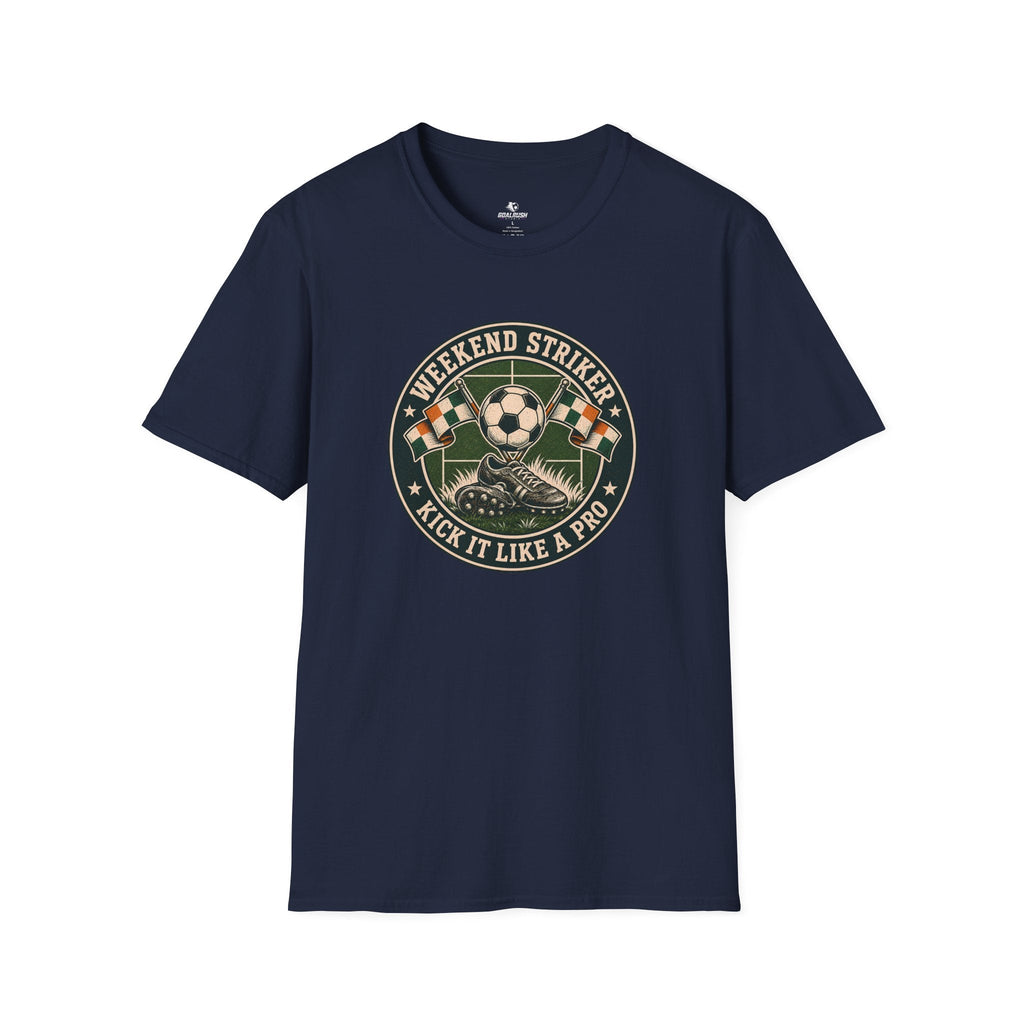 Vintage Weekend Striker T-Shirt (Kick It Like a Pro) - soccer fan t-shirt | GoalRush Studio