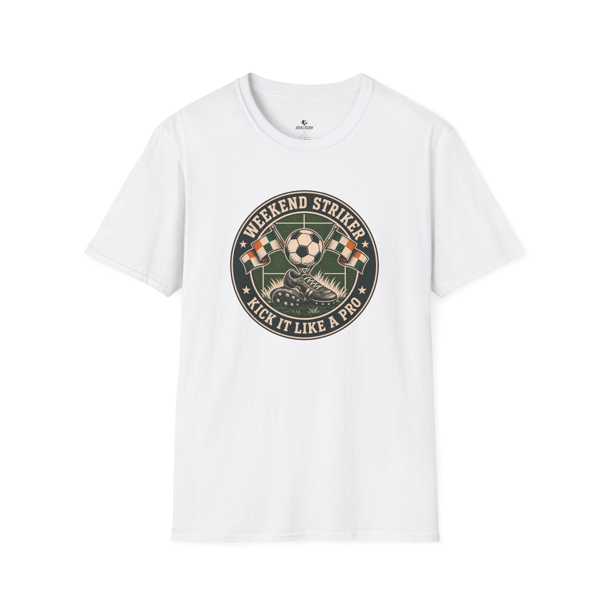 Vintage Weekend Striker T-Shirt (Kick It Like a Pro) - soccer fan t-shirt | GoalRush Studio