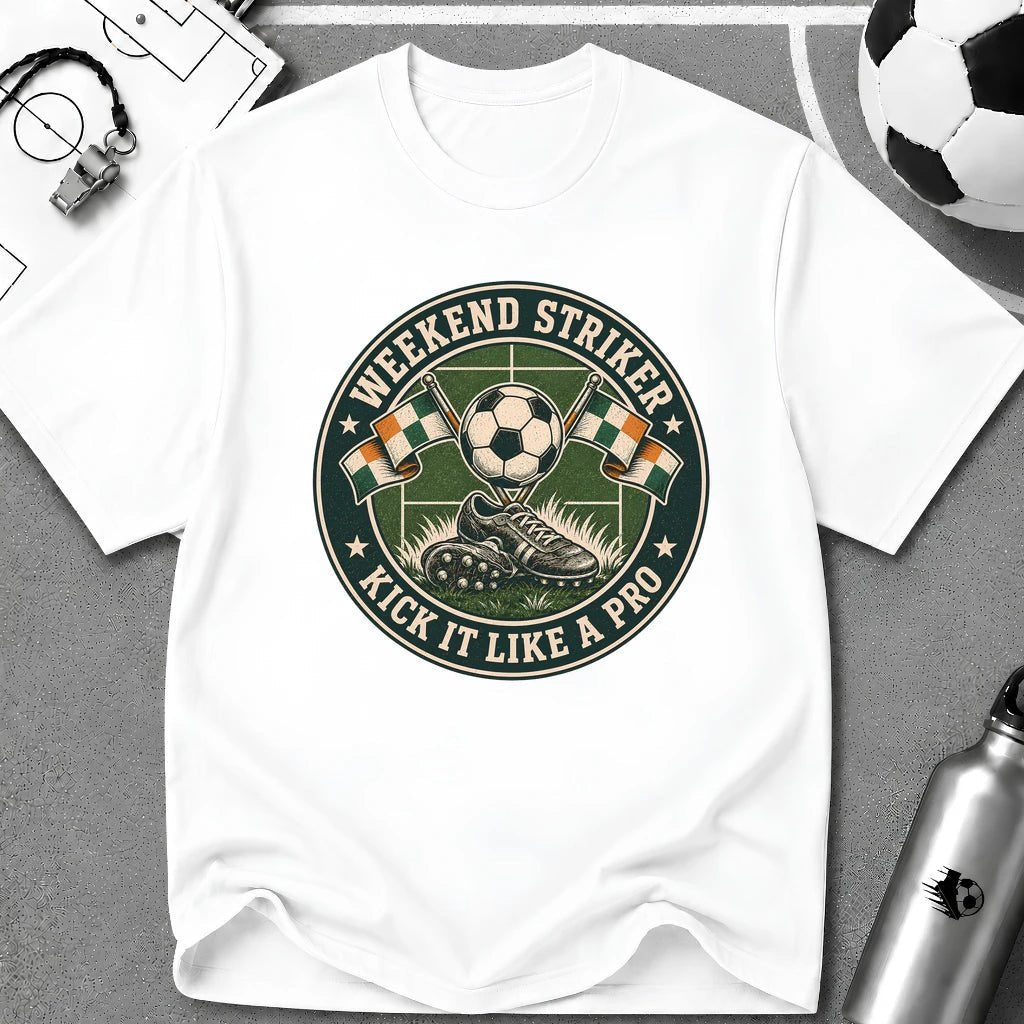 Vintage Weekend Striker T-Shirt (Kick It Like a Pro) - soccer fan t-shirt | GoalRush Studio
