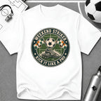 Vintage Weekend Striker T-Shirt (Kick It Like a Pro) - soccer fan t-shirt | GoalRush Studio