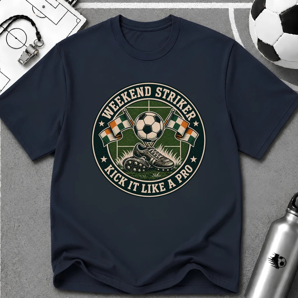 Vintage Weekend Striker T-Shirt (Kick It Like a Pro) - soccer fan t-shirt | GoalRush Studio