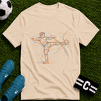 Volley Strike. On The Half Multi-Line Colour Art T-Shirt - soccer fan t-shirt | GoalRush Studio